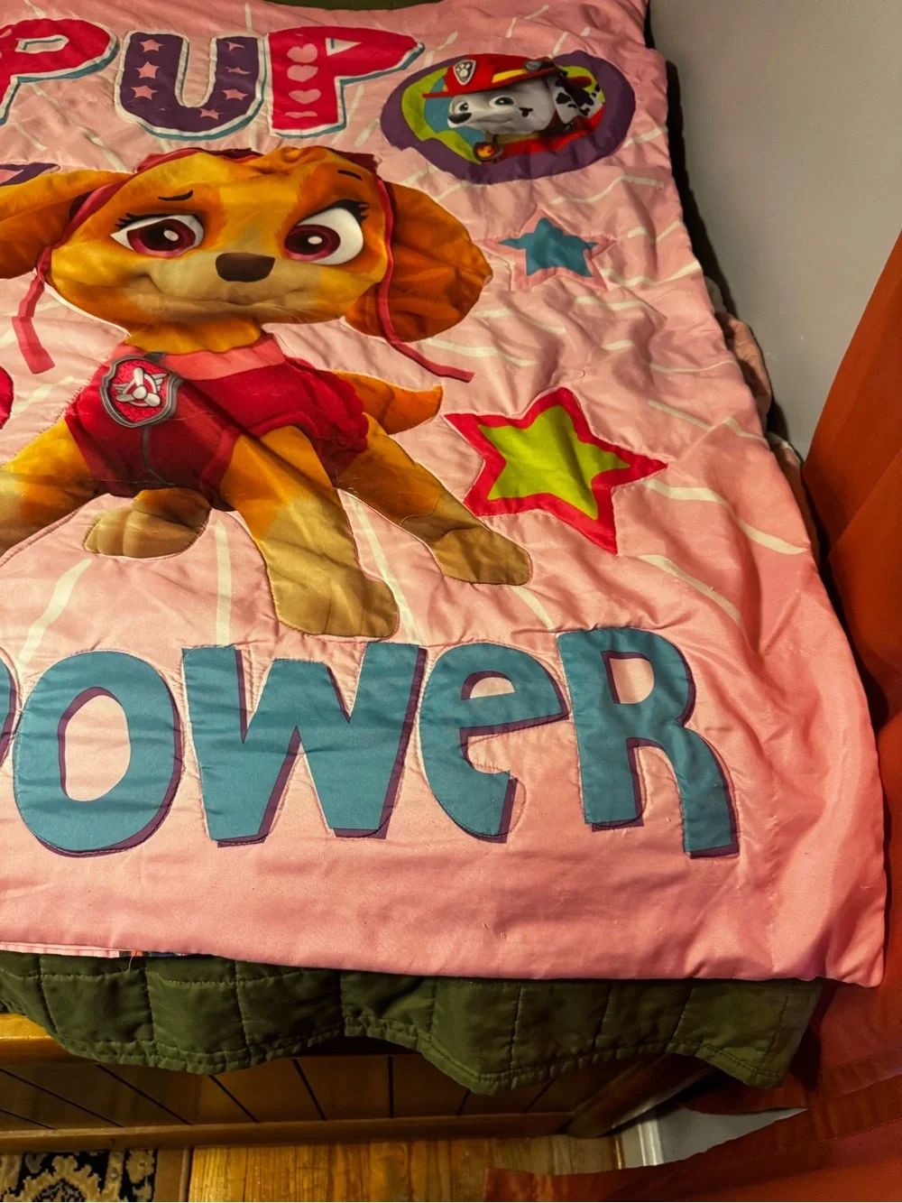Paw Patrol Toddler Bed Blanket Only “Pup Power”  Pink Graphic Design Lightweight